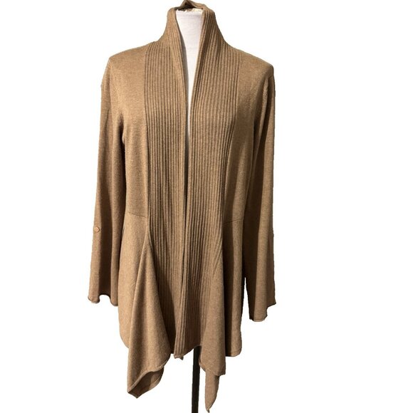 Coldwater Creek Cardigan Topper Brown Camel M Medium Long Sleeve Open Washable - Picture 1 of 12